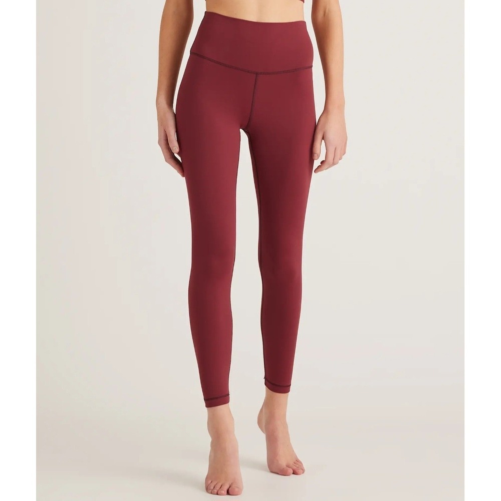 Quince Ultra Form High Rise Leggings Merlot Size M Soft Stretch Ankle Length